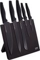 Altom Design schwarzer magnetischer Messerblock mit 5 schwarzen Messern – ergonomische Griffe – schönes Design – modern und elegant – mit 5 schwarzen Messern