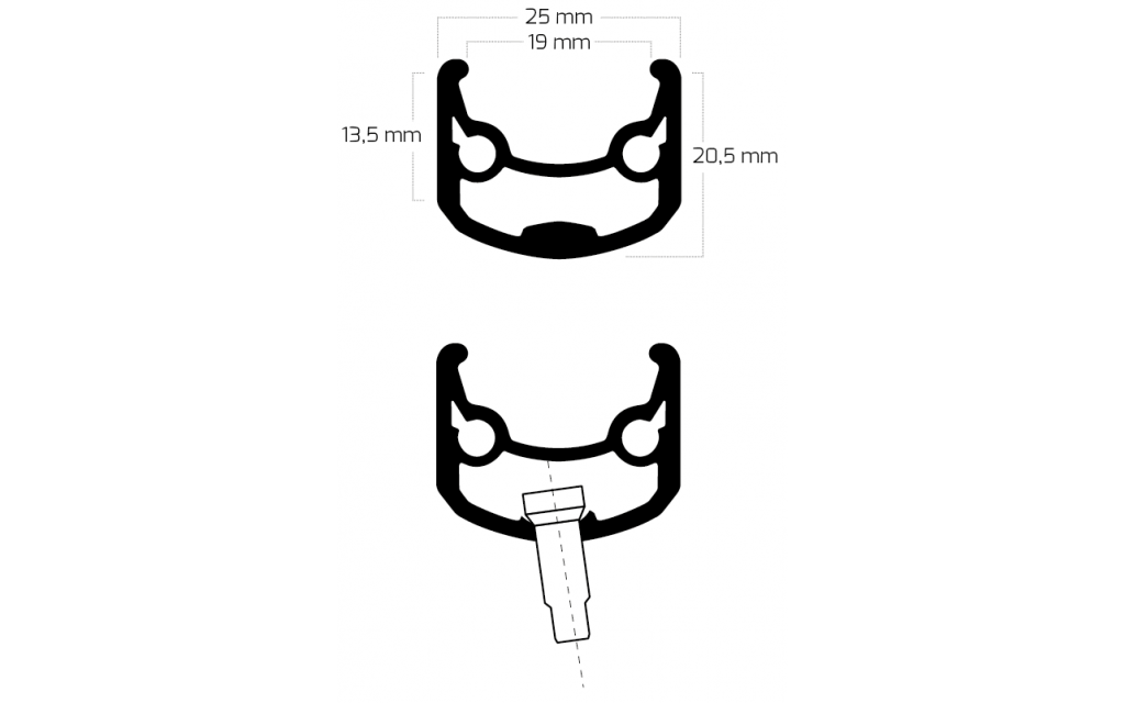 Shimano Vorderrad 26 559x19c Andra 30 Rand mit FH-M525-Hub für 6 Schrauben Bremsscheibe Schwarz