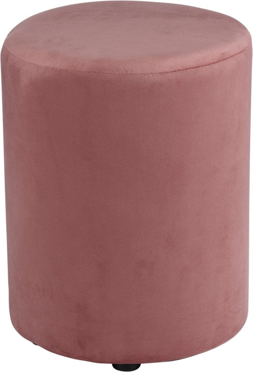Arti Casa Ottoman runder Samt – runder Samt-Ottomane 28 x 36 cm – kompakter Sessel oder Hocker – Ottomane für Wohn- und Schlafzimmer – Rosa