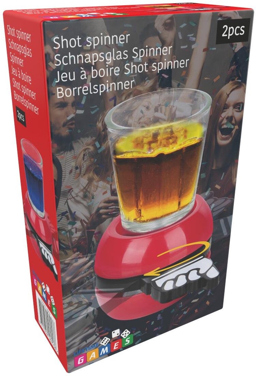 Lifetime Games Schnapsspinner-Set 2-teilig – Trinkspiel – Getränkespiel mit Drehteller – Partyspiel für Erwachsene – 46 ml Schnapsglas – ø5 x 9 cm