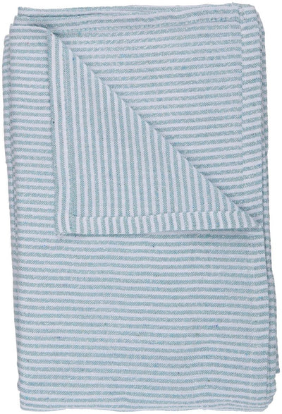 Arti Casa Tischdecke 150x240 cm – Tischdecke gestreift – Tischdecke Materialmix Polyester Baumwolle Lurex – Tischdecke für Esstisch – Weiß und Grünblau