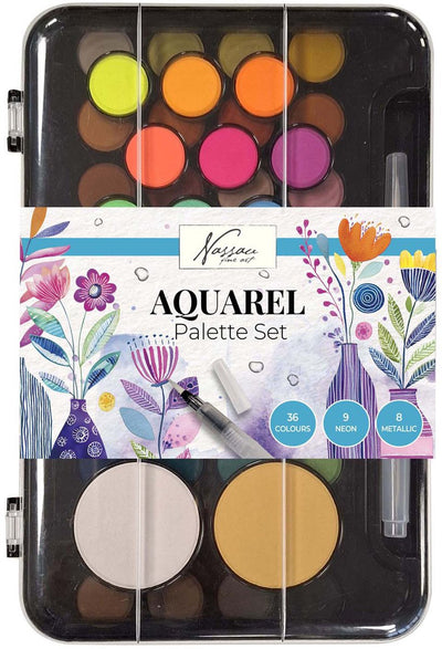 Creative Craft Group Nassau Aquarellfarben-Set mit Palette – 36 Farben