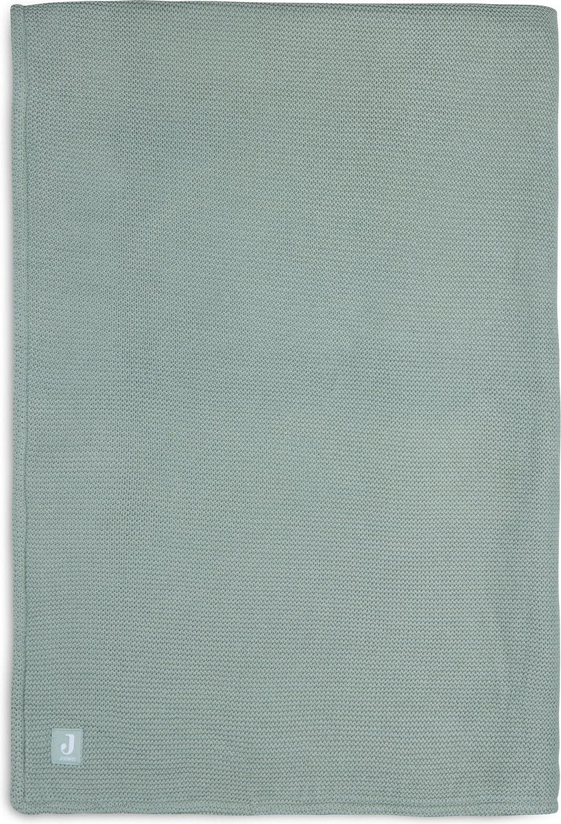 Jollein Babydecke für Kinderbett, 100 x 150 cm, Grundstrick, waldgrünes Fleece