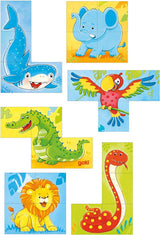 Goki Holzblock -Puzzle Wildtiere, 4st. - afbeelding 1