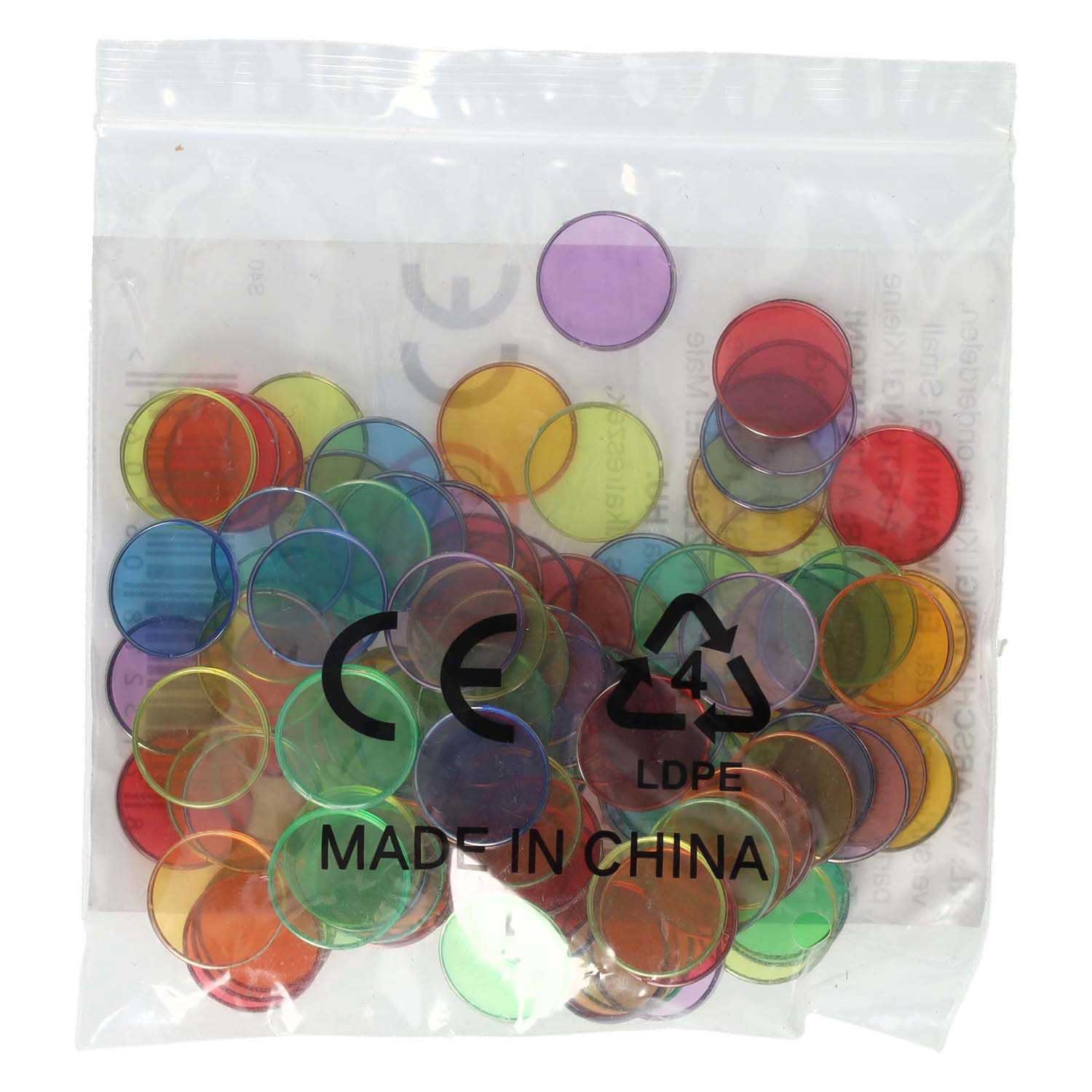 Farbige transparente Chips – 100 Stück.