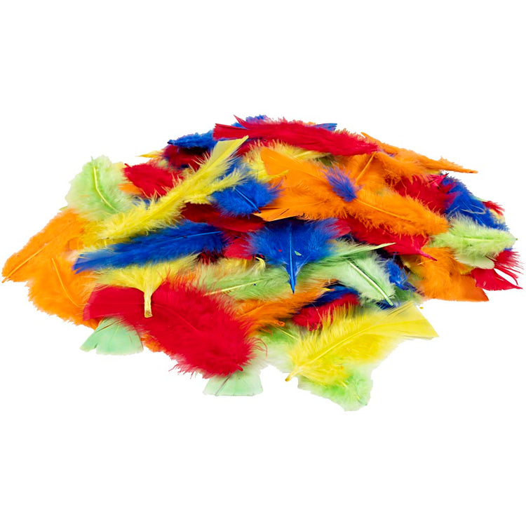 Creativ Company Daunen, L: 7-15 cm, verschiedene Farben, 100 gr 1 Beutel