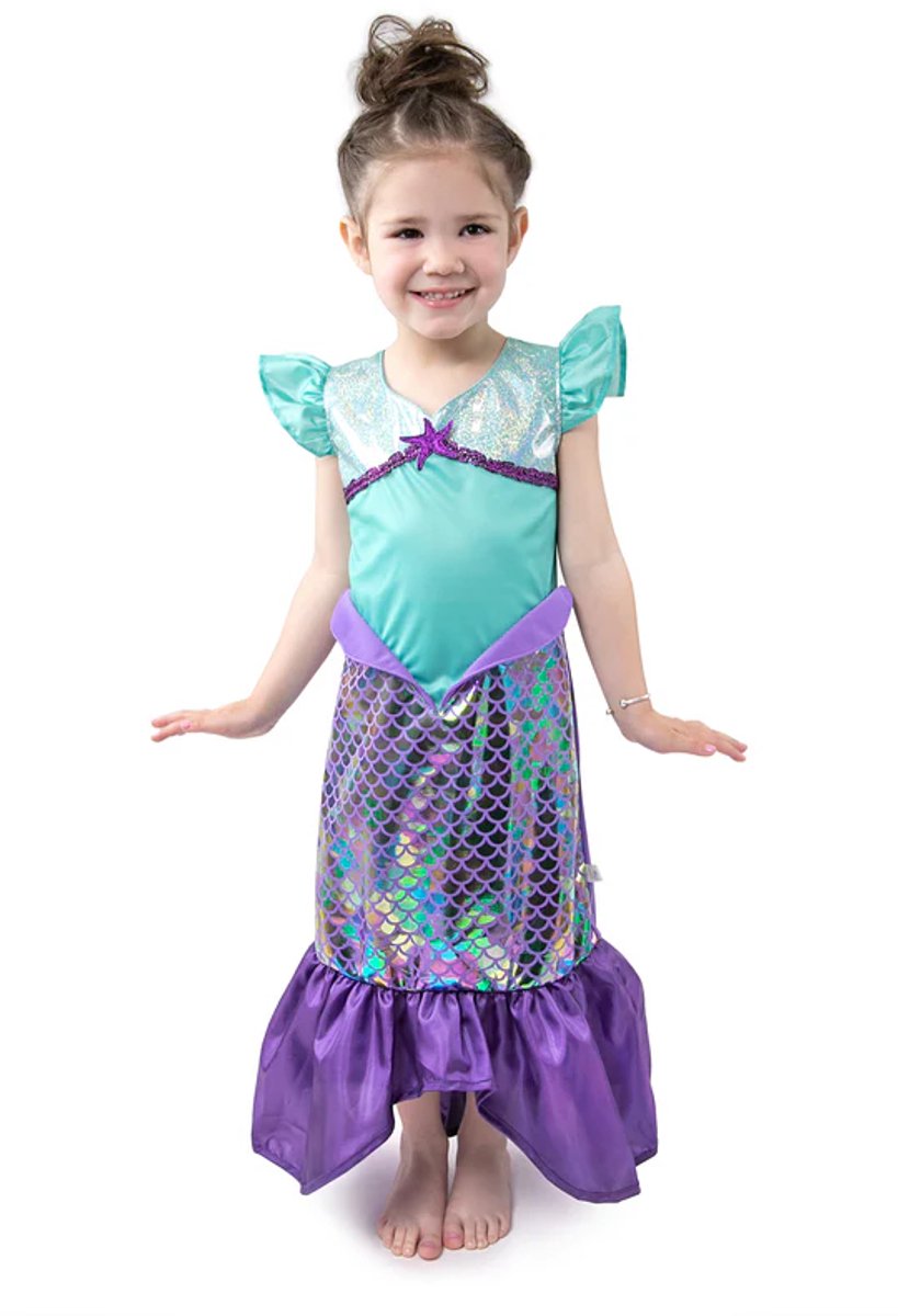 Kleine Abenteuer – lila glitzerndes Meerjungfrauenkleid – Größe 110–122