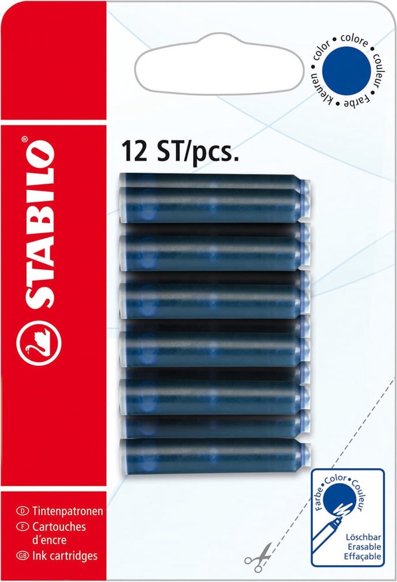 Stabilo Füllerpatronen - blau - Blister mit 12 Stück