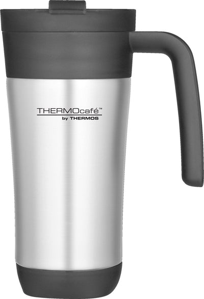Thermoskanne Themos Wärmebecher Isolierter Kaffeebecher – Edelstahl – Silber Schwarz – 425 ml – Reisebecher
