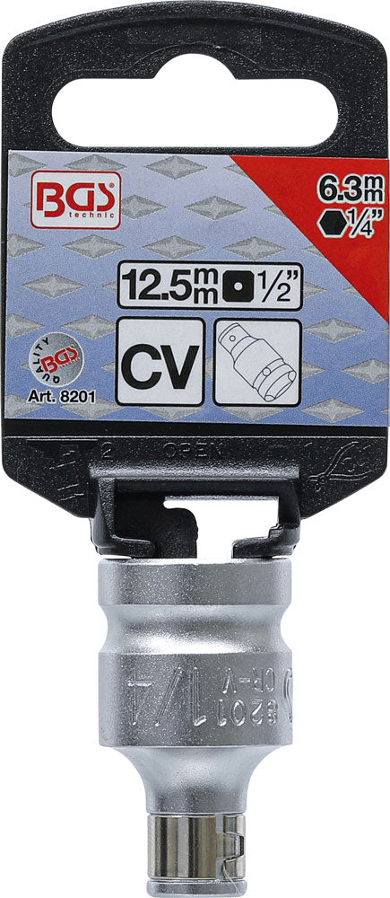BGS Technic Bit-Adapter mit Haltekugel Vierkant 1 2 auf Sechskant 1 4
