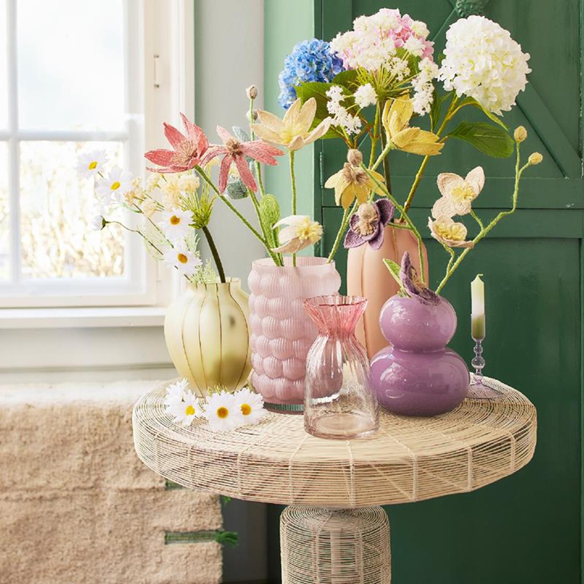 Decoris Vase aus Glas, H20,5 cm, zartrosa