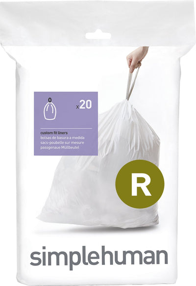 Simplehuman Code R Abfallbeutel – 10 Liter – 20 Stück – mit Kordelzug – weiß
