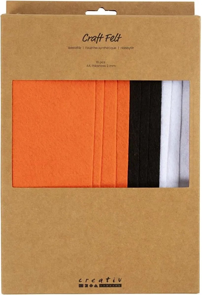 Creativ Company Hobbyfilz, A4, Blatt 210x297 mm, Stärke 2 mm, Halloween-Farben, 10 Stück 1 Karton