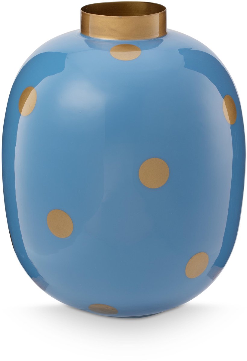 Pip Studio Vase Dots – Blumenvase aus Metall – Blaugold – 32 cm