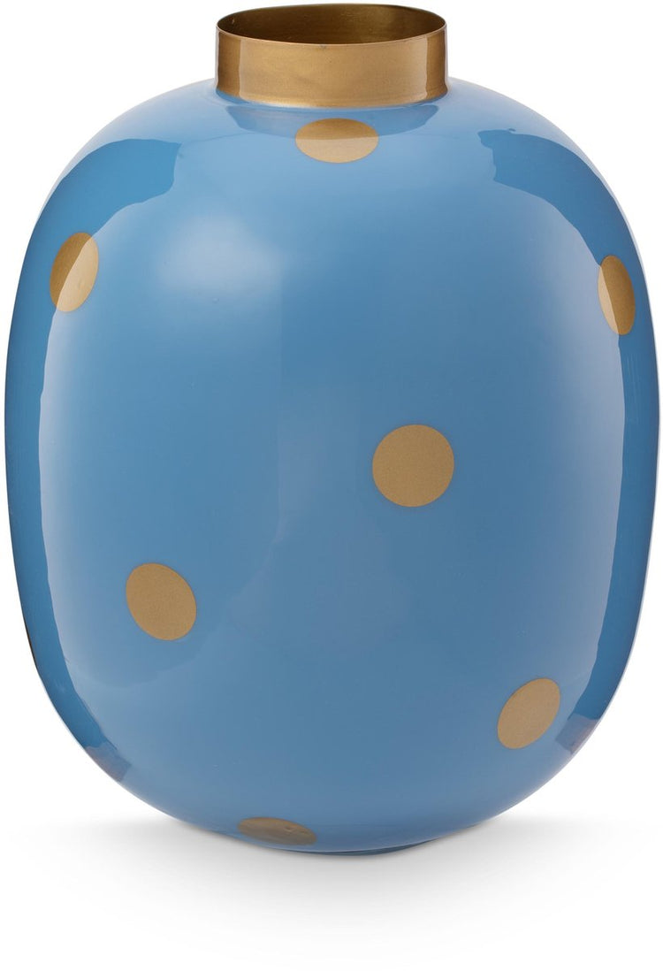 Pip Studio Vase Dots – Blumenvase aus Metall – Blaugold – 32 cm