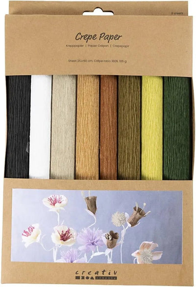 Creativ Company Krepppapier, Blatt 25x60 cm, Kreppverhältnis: 180 %, 105 g, natur, 8 Blatt 1 Karton