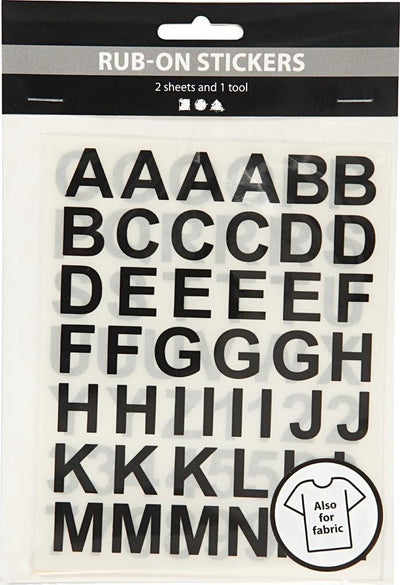 Creativ Company reiben Aufkleber Buchstaben und Zahlen schwarz, 2 Fellings