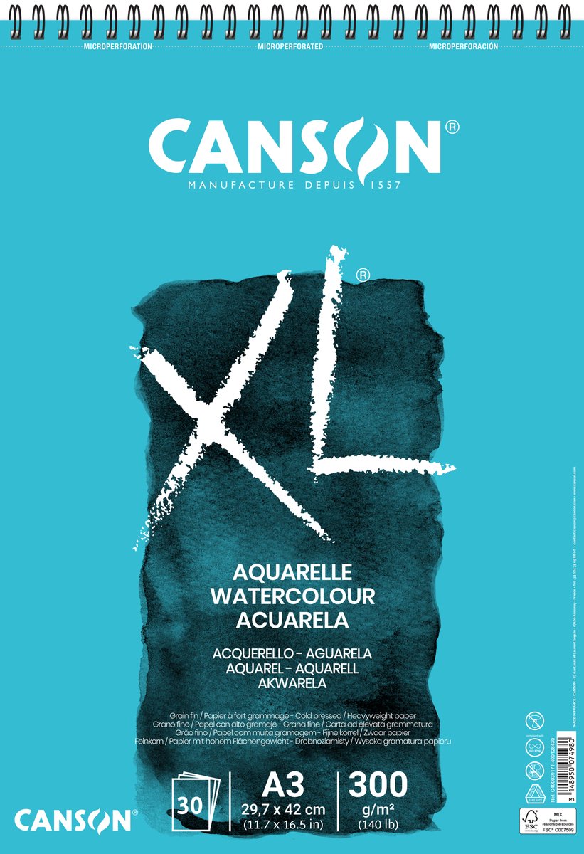 Canson Skizzenblock XL Aquarell 300g m² Format A3 30 Blatt
