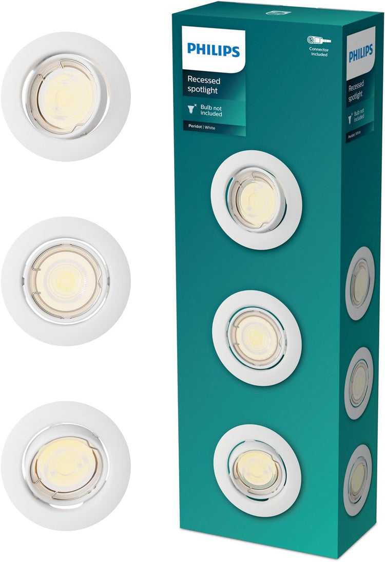 Philips LED Philips Peridot Einbaustrahler – GU10-Fassung – weiß – rund – ausrichtbarer Strahler – 3er-Pack