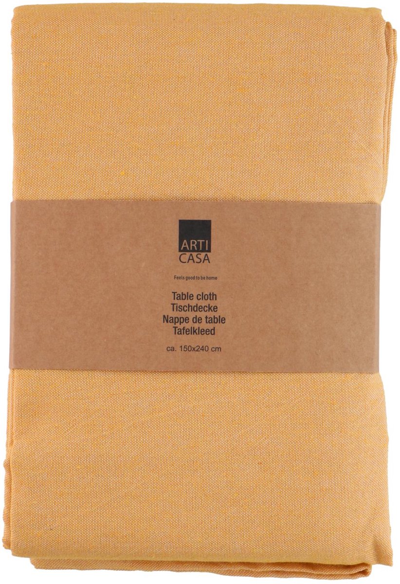Arti casa Tischdecke 150x240 cm – Tischdecke gelb uni – Tischdecke für Esstisch – große Tischdecke zur Tischdekoration – gelb