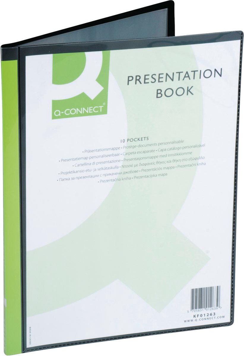 Q-connect Showalbum personalisierbar A4 10 Tüten schwarz 12 Stück
