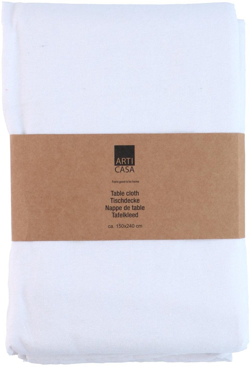 Arti casa Tischdecke 150x240 cm – weiße einfarbige Tischdecke – Tischdecke für Esstisch – große Tischdecke zur Tischdekoration – weiß