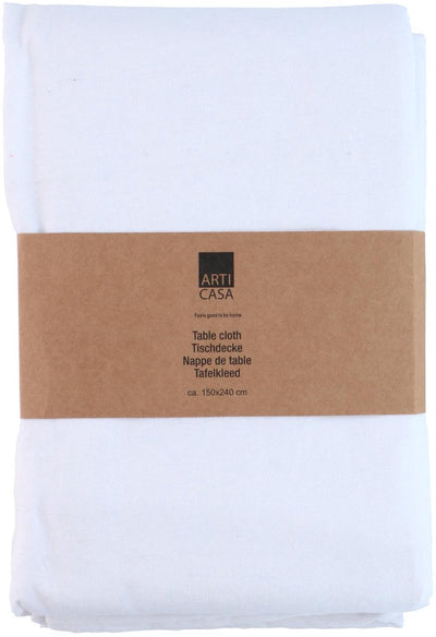 Arti casa Tischdecke 150x240 cm – weiße einfarbige Tischdecke – Tischdecke für Esstisch – große Tischdecke zur Tischdekoration – weiß