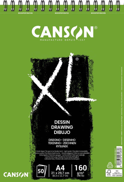 Canson Zeichenpapier XL Zeichnung 50 Blatt 160gr A4 weiß | 5 Stück
