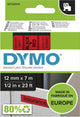 Original Dymo d1-Etiketten | schwarzer Text auf rotem Etikett | 12mm x 7m | selbstklebende Etiketten für den Etikettenmanager Etikettenhersteller | Hergestellt in Europa
