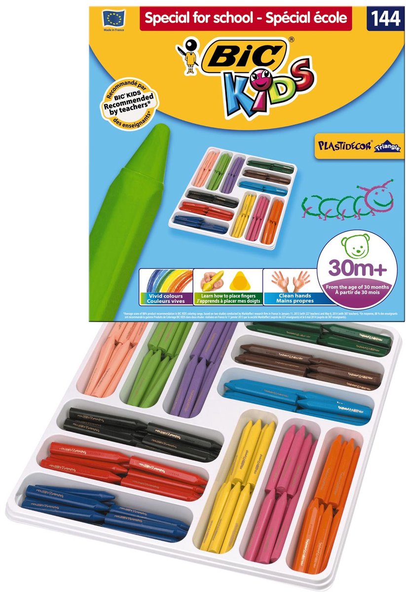 BIC Kids Plastidecor Dreieck Farbkreide, 144st.