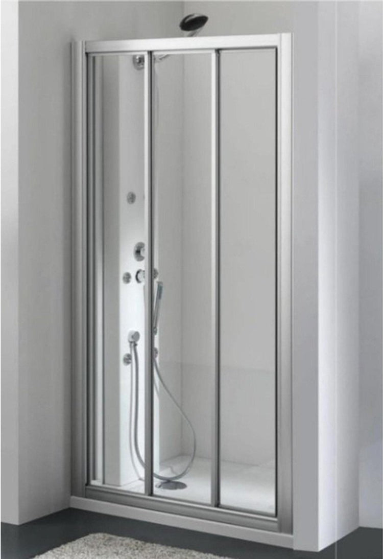 Brandless Sans Marque Plieger Economy-Schiebetür 90 x 185 cm (verstellbar von 88 bis 94 cm), Aluminiumprofil und tropfenförmiges Acrylglas