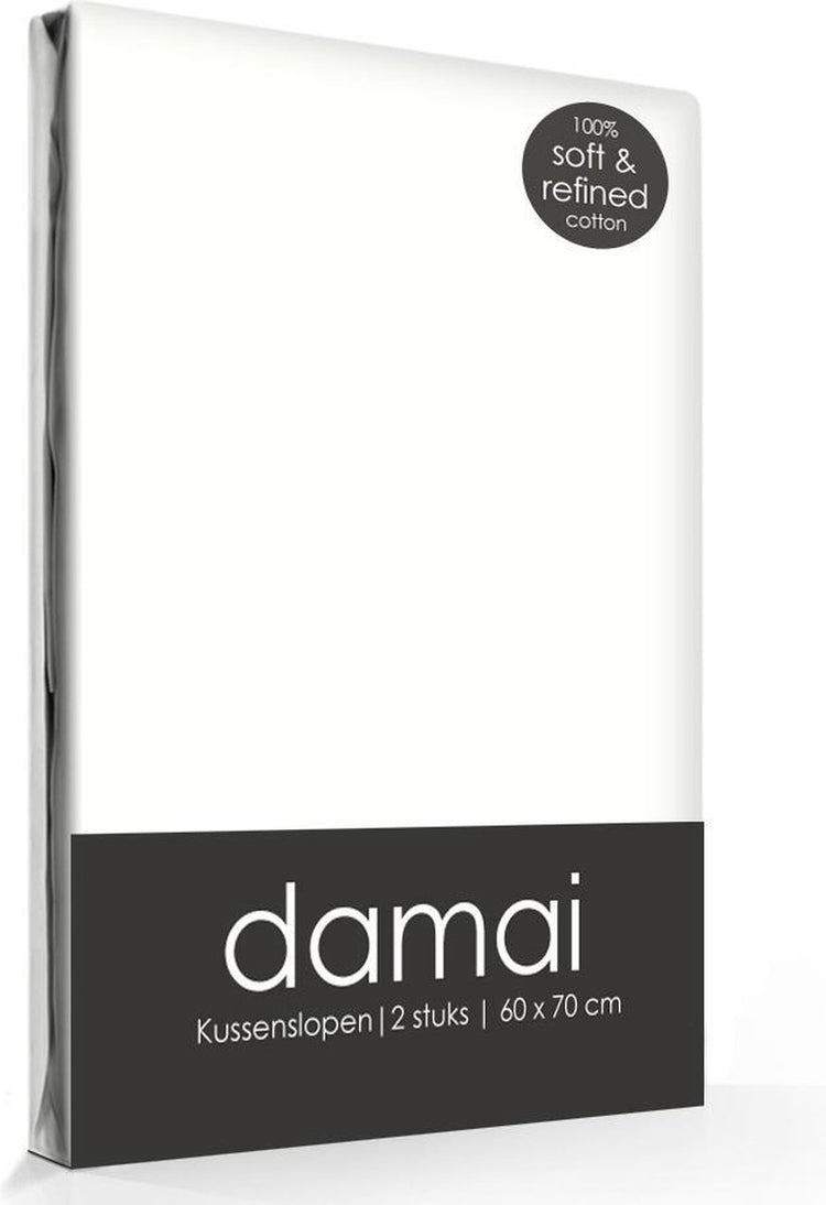 Damai-Kissenbezug – 2er-Set – 100 % Baumwolle – mit Hotelverschluss – 40 x 80 cm – weiß
