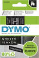 Markenlos ohne Marke Dymo 45021 Etikettenband, Bandfarbe: Schwarz, Textfarbe: Weiß, 12 mm, 7 m – Box 5 Stück