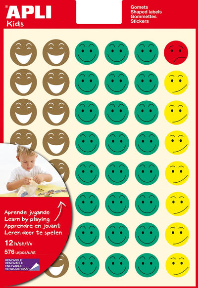 Apli Kids 12x Blätter, 576x Aufkleber, Gold Grün Gelb Rot
