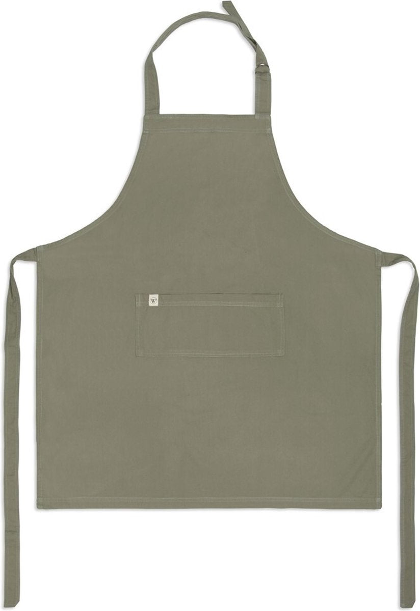 Walra Küchenschürze „Cook with Happiness“ – 75 x 90 – 100 % Baumwolle – Armeegrün