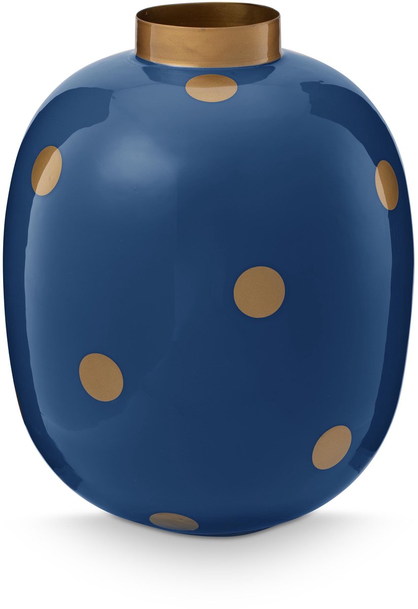 Pip Studio Vase Dots – Blumenvase aus Metall – Marinegold – 32 cm