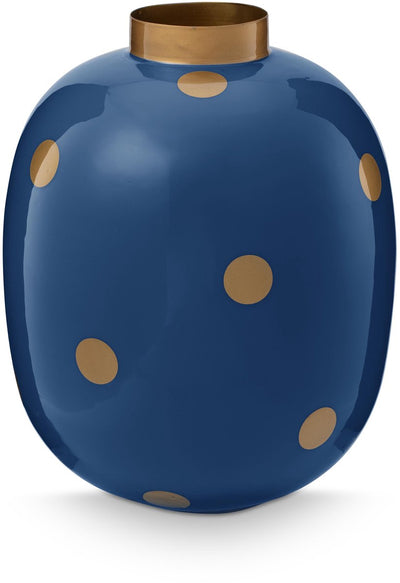 Pip Studio Vase Dots – Blumenvase aus Metall – Marinegold – 32 cm