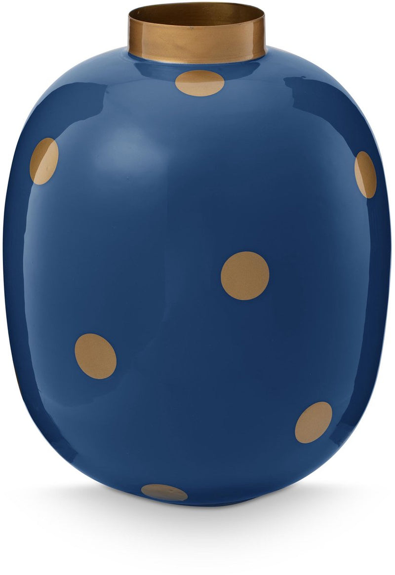 Pip Studio Vase Dots – Blumenvase aus Metall – Marinegold – 32 cm