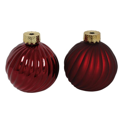 Countryfield Weihnachtskugelvase Streifen rotes Glas ø10cm
