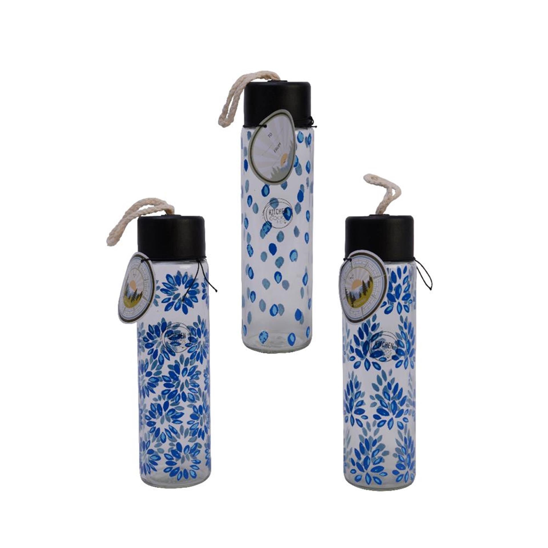 Decoris Trinkflasche Glas 400ml blau