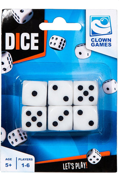 Longfield Toys Spielewürfel – 6 Stück – weiß schwarz – Kunststoff – Würfel – Spiele