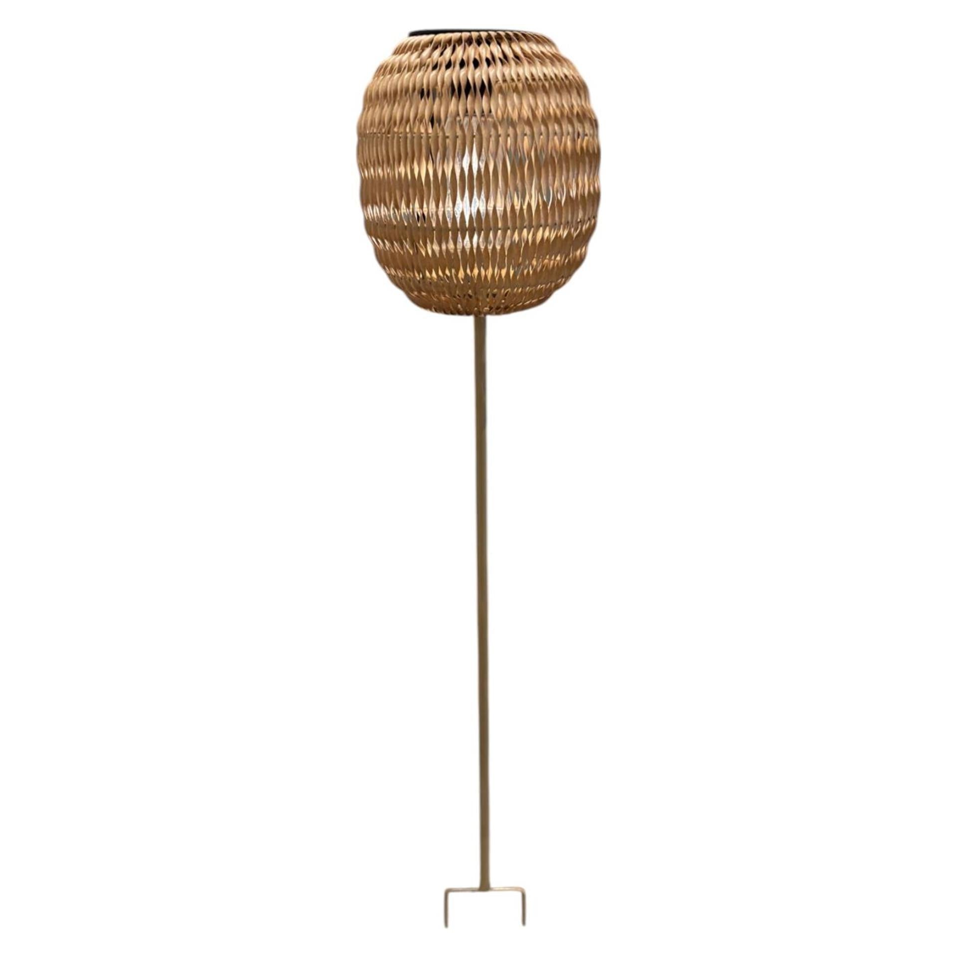 Herrenhaus-Atmosphäre Solarlaterne Rattan auf Sockel 17x86,5cm