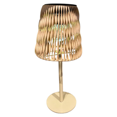 Herrenhaus-Atmosphäre Solar-Tischlampe Rattan IP44 13,5 x 30,5 cm
