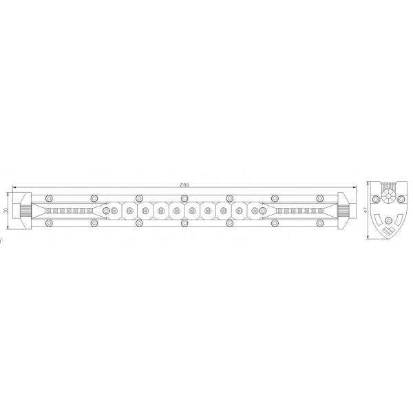 Arbeitsleuchte Spot Flood Kombi 28 cm.
