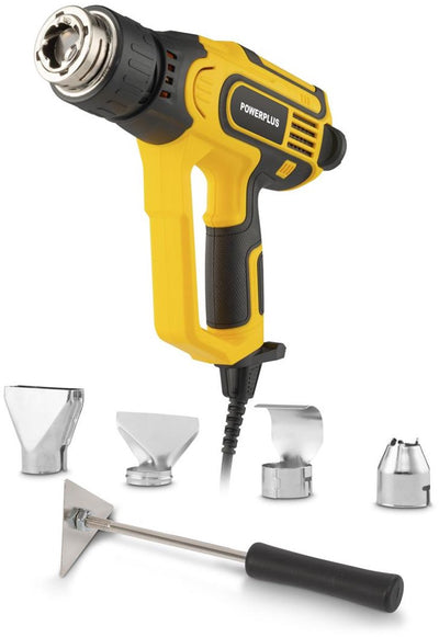 Powerplus elektrische Heißluftpistole powx1026 – Heißluftpistole 2300 W – Farbentferner bis 660 °C – mit 4 Düsen 1 Schaber