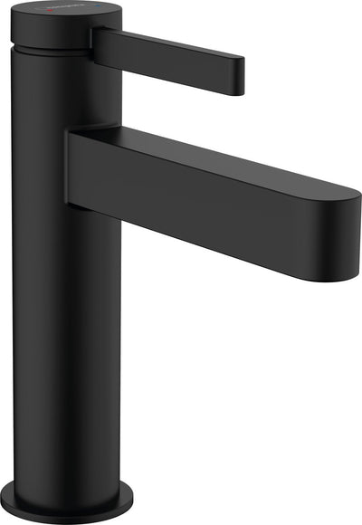 Hansgrohe finoris – Waschtisch-Mischbatterie – Einhebelbedienung – mit Ablaufgarnitur – 110 mm – mattschwarz