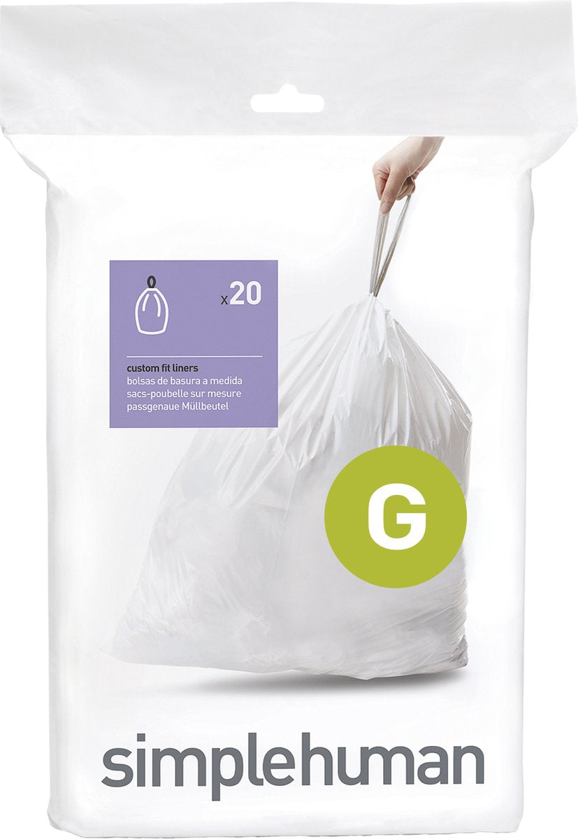 Simplehuman Code G Abfallbeutel – 30 Liter – 20 Stück – mit Kordelzug – weiß