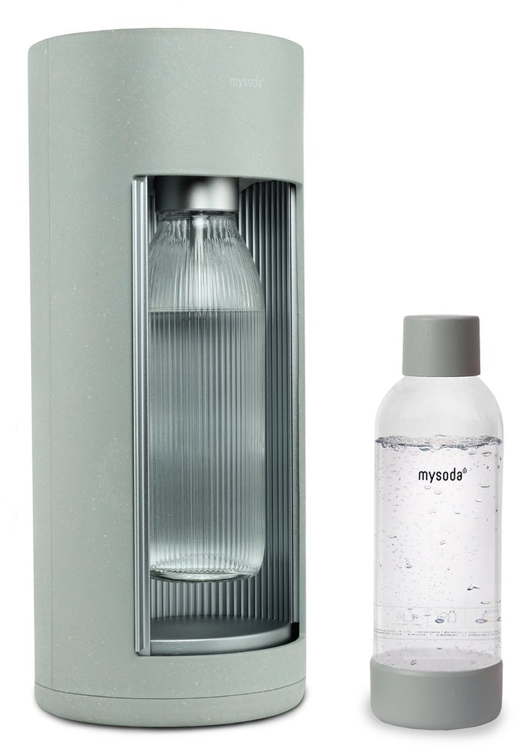 Mysoda gläserner Wassersprudler im Tauben-Design aus ökologischem Biokomposit-Aluminium – inklusive 2 Flaschen