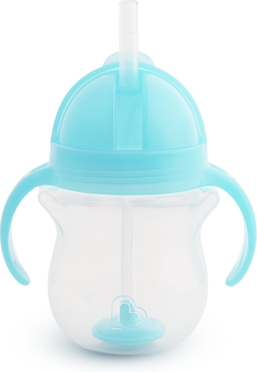 Munchkin Tip Sip Anti-Spill-Strohhalmbecher – Trinkbecher mit Strohhalm – spülmaschinenfest – ab 6 Monaten – 207 ml – blau – Trinkbecher mit Strohhalm
