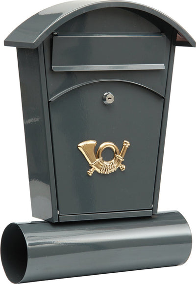 Vorel-Briefkasten mit Zeitungsrolle und 2 Schlüsseln – Graphit – 480 x 280 x 80 mm